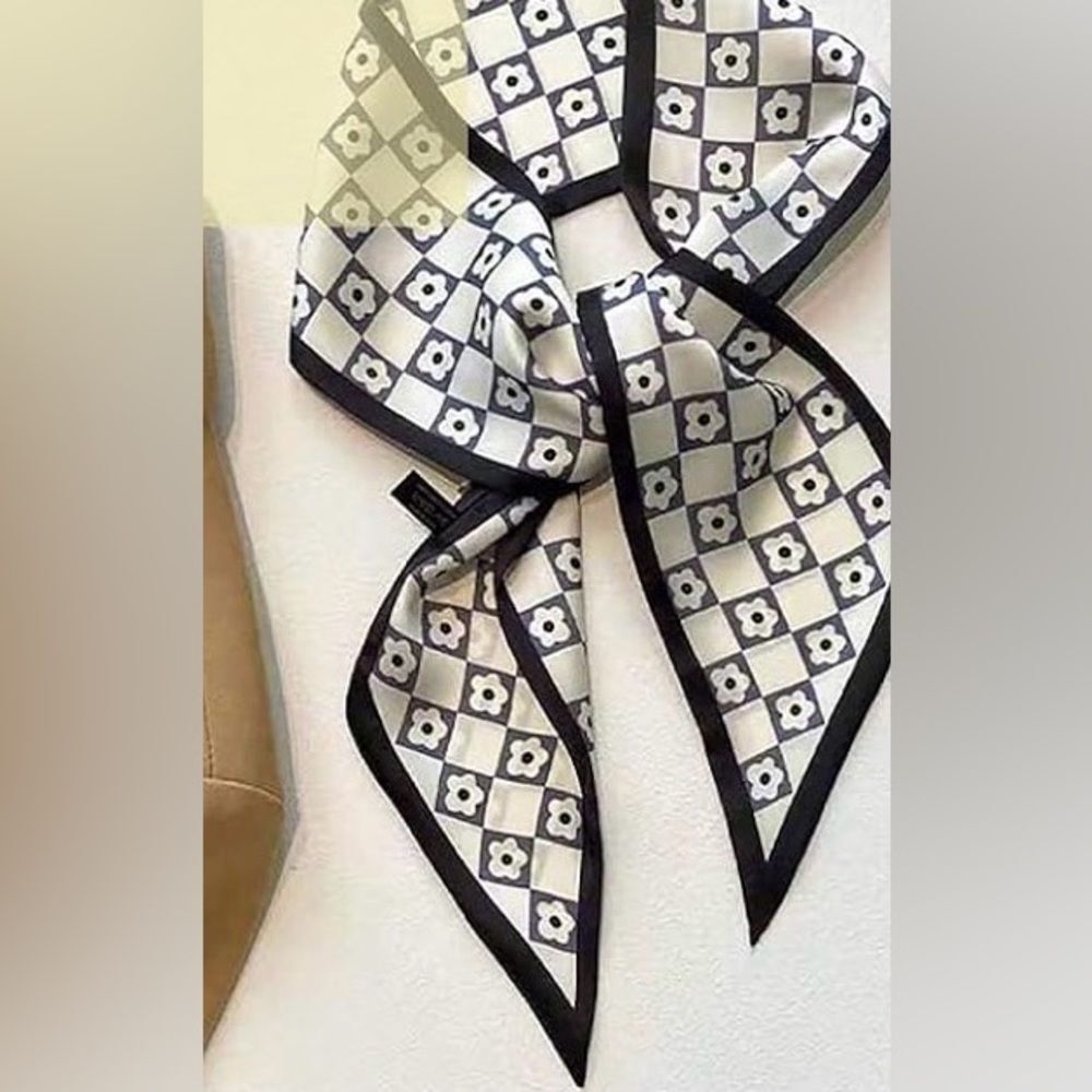 New Twilly Black & White Checker Scarf - Women Accessories